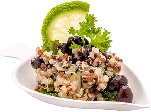 Pulp Tek Mini platos compostables de 3.7 pulgadas, 100 cucharas de bagazo en forma de hoja, fáciles de sostener, biodegradables, cucharas de