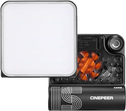 ZHIYUN CINEPEER CM15 15W RGB Video Light Selfie Light 360 Full Color Camera Light with Cold Shoe 2600mAh CRI 94+ 2500k10000k Rechargeable Portable Outdoor Photography Lighting Fill Handheld Light