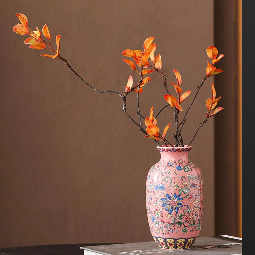asdchZen Jingdezhen Ceramic Vase,Chinoiserie Flower Vase Handmade Home Decorative Vase For Decorative Dried Flowers Or Dining Table Centerpieces,8.3 * 14.5cm