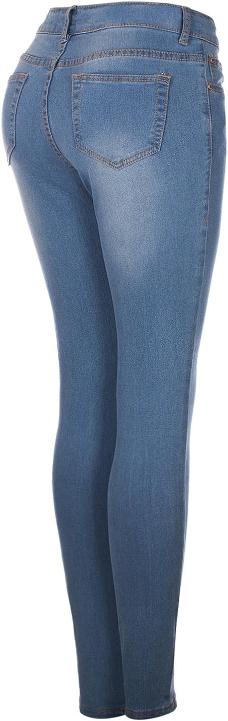 2LUV Women's 5 Pocket Stretch Skinny Jeans Light Denim Wash 17 - Image 4