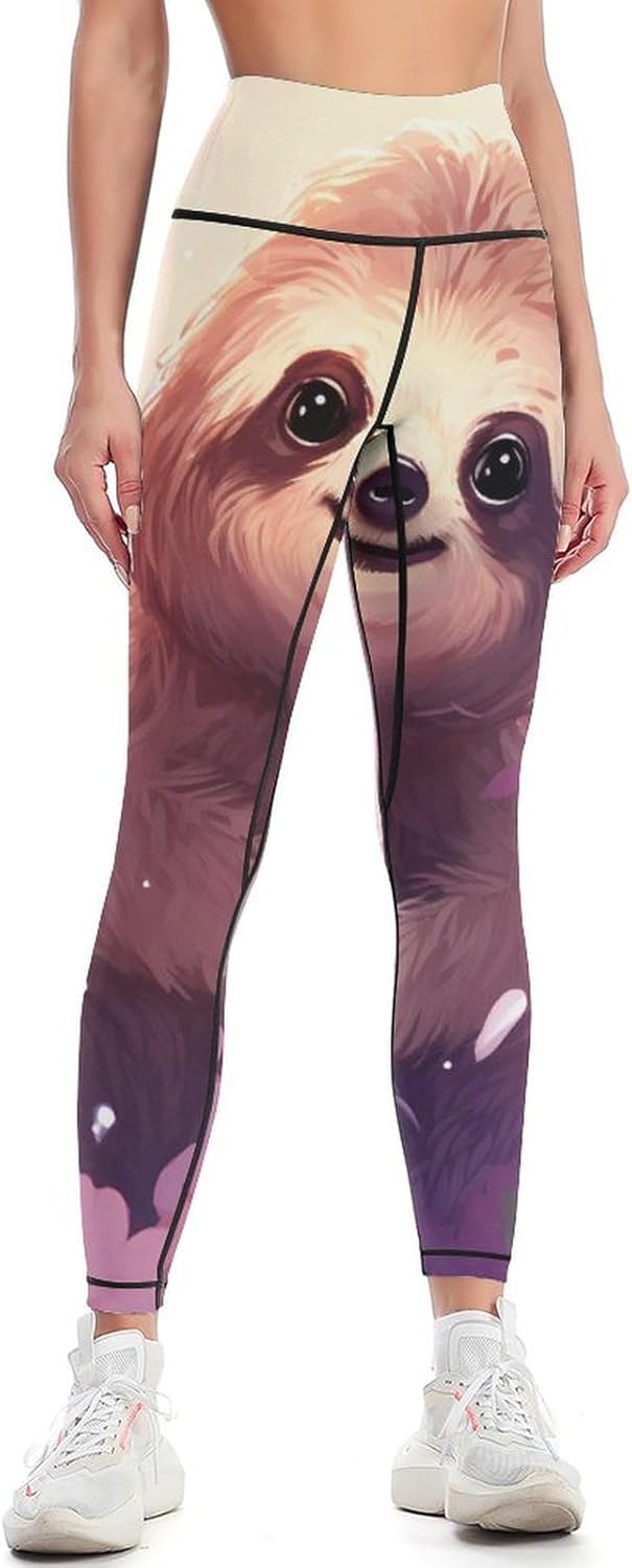 Cute Sloth Animals Women’s Yoga Pants High Waisted Leggings Casual Sweatpants Workout Pants