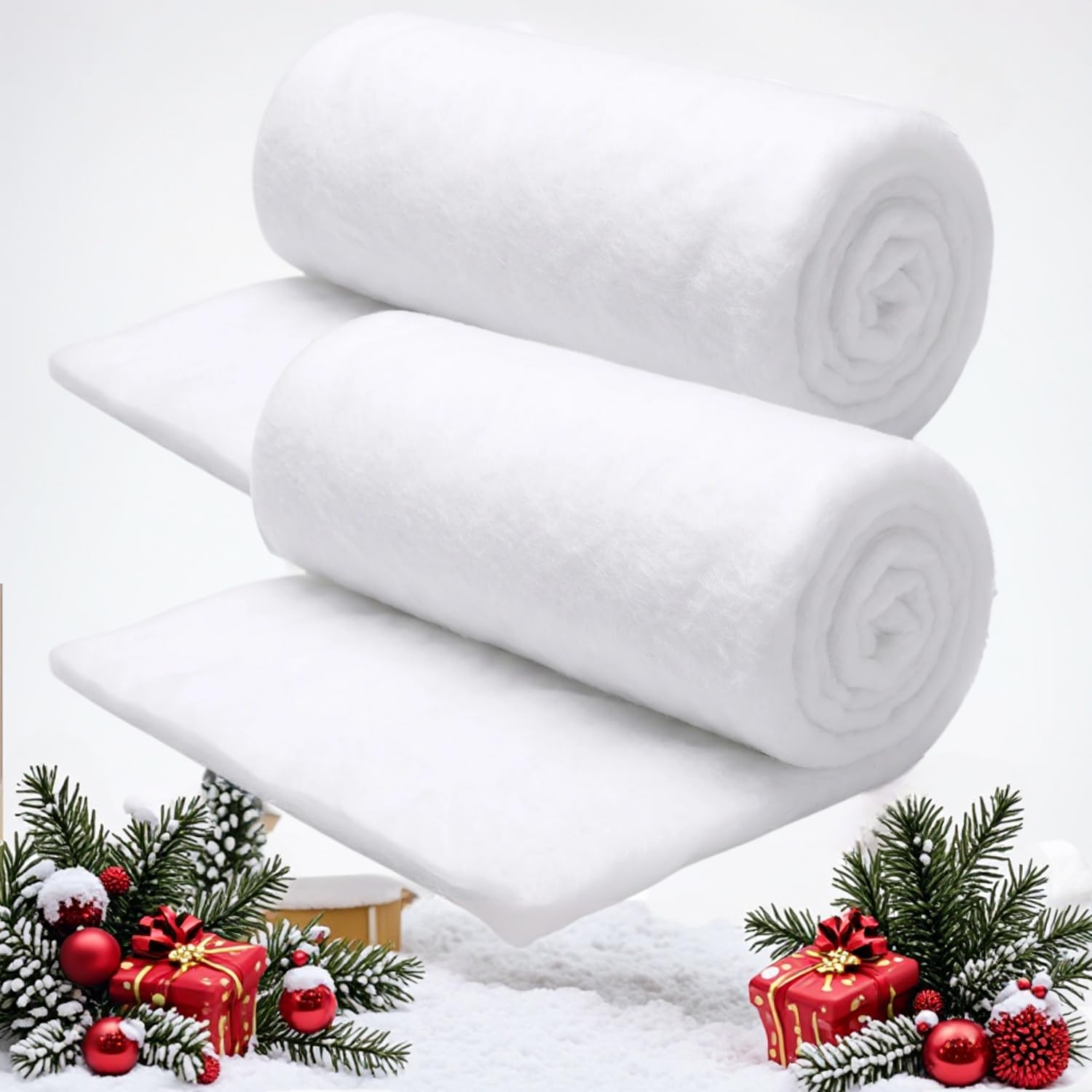 Supoice Christmas Snow Blanket Roll 2 Pack - 3' x 8' Artificial