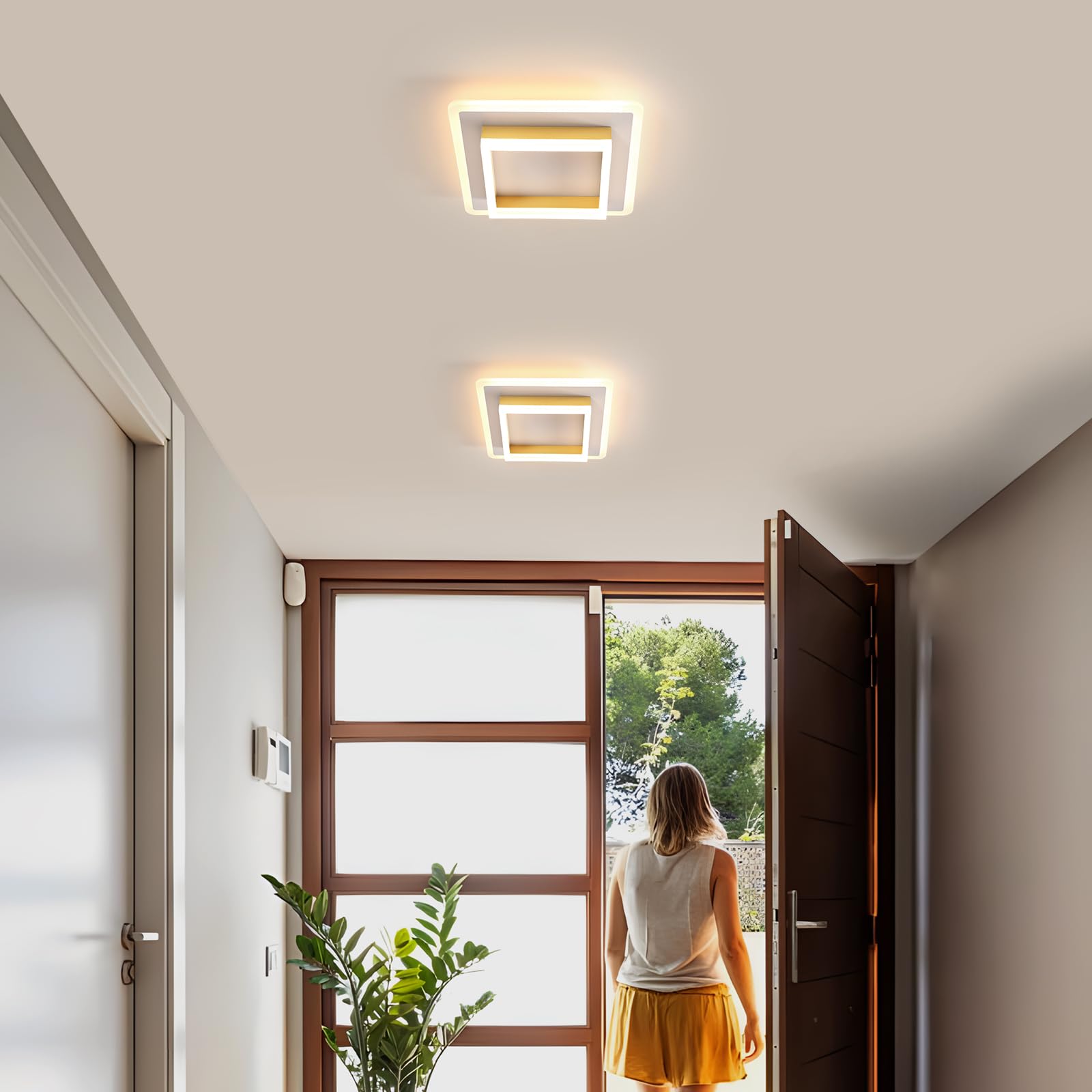 DELIPOP Plafoniera LED Moderno, Lampada da Soffitto Oro 30W 3375LM, Lampadario LED Luce Calda 3000K per Soggiorno Camera da Letto Cucina Corridoio