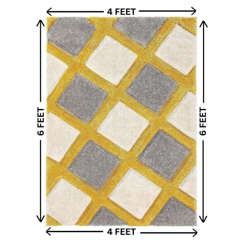 Image of Shaggy Carpet for Home 9X12 FEET Ultra-Soft, Thick, and Stylish Shag Texture Ideal for Living Room, Bedroom, or Office - Easy to Clean and Perfect (Yellow)