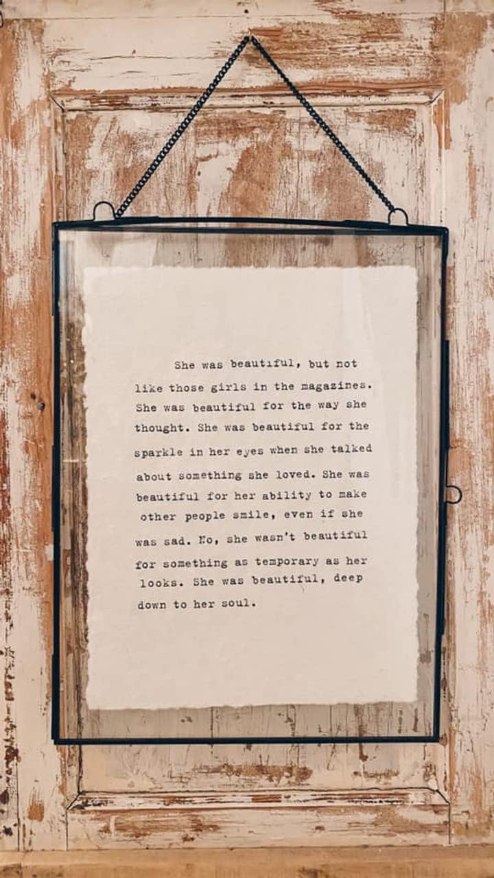 Sugarboo Paper Print Wall Art Frame - Glass and Metal Hanging Picture Frame with Chain, 14.5" x 19" - Rustic Frame with Double Glass Panes for Art Display in Bedroom, Kitchen, and Living Spaces