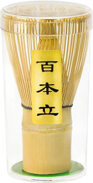 Taruzil Matcha Whisk, Matcha Bamboo Whisk, Matcha Whisk Set for Matcha Powder Handcrafted Organic Traditional Japanese Chasen, 100-Prong Matcha Stirrer Wisk Mixer Brush for Authentic Tea Preparation