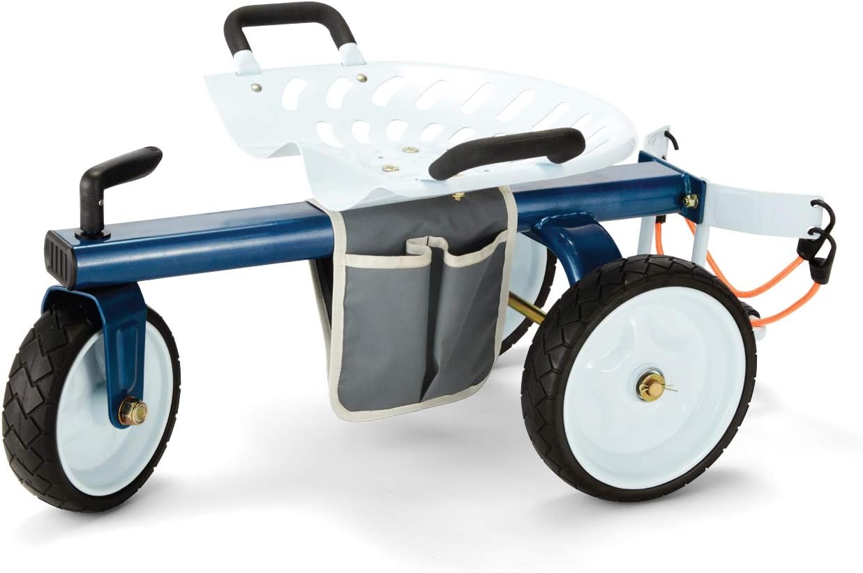 Gorilla Carts GCG-RGS Rolling Garden Scooter, One Size, White, Blue & Black