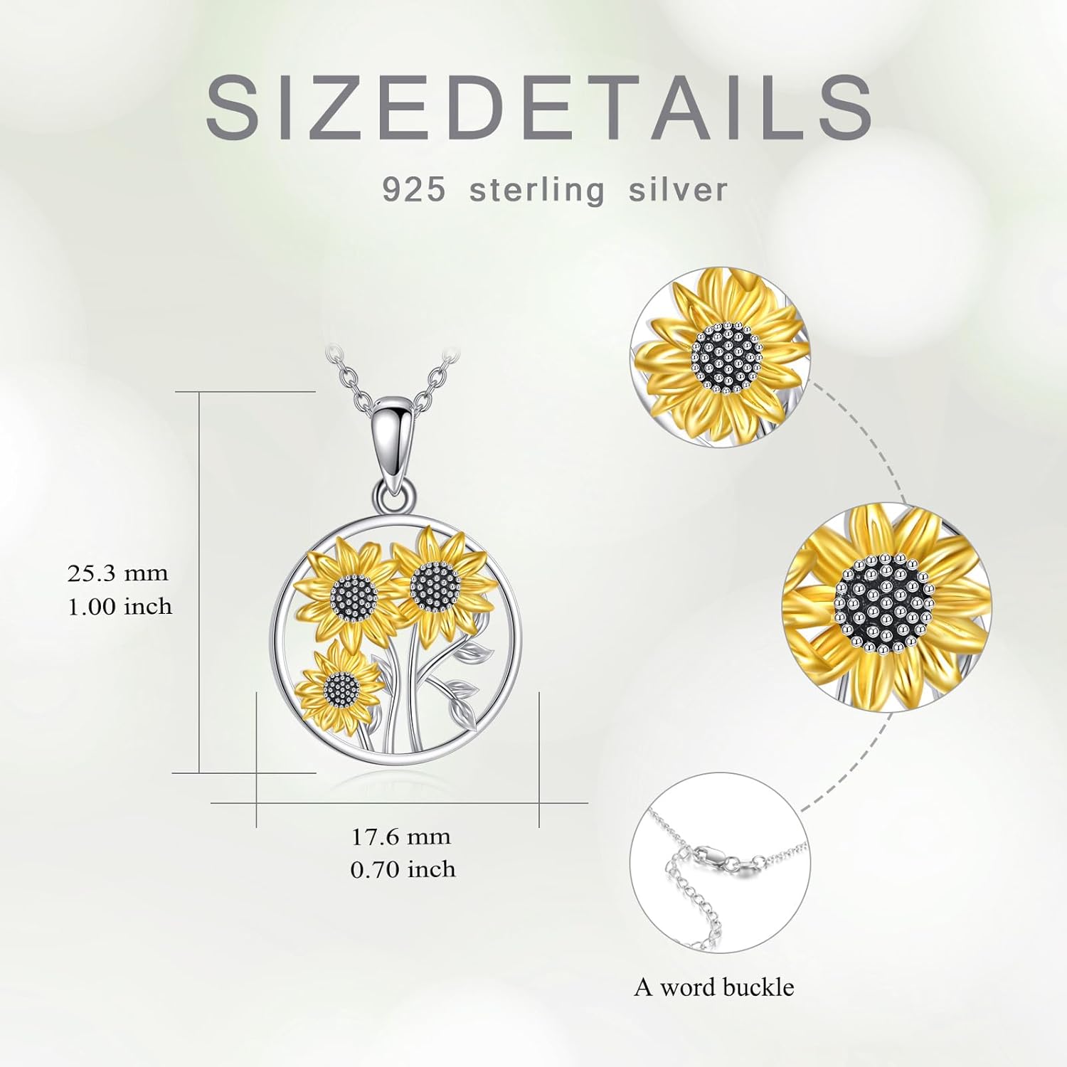 AOBOCO Sunflower Necklaces for Women 18K Gold Plated S925 Sterling Silver You Are My Sunshine Sunflower Gifts for Mom Her Inspirational Sunflower Gifts Christmas Birthday Gift for Women Motivation Sunflower Necklace - Image 6