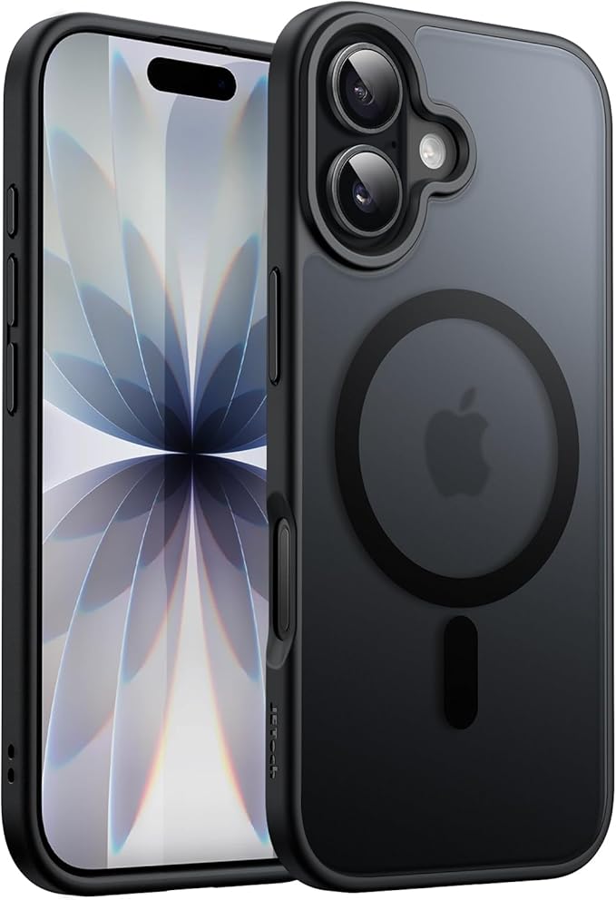 Coque magnétique JETech pour iPhone 17 6,3 pouces compatible MagSafe, dos mat translucide, fine et antichoc (Noir)