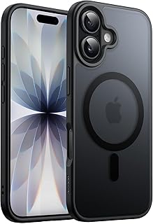 JETech Capa Magnética para iPhone 17 6,3 Polegadas Compatível com MagSafe, Case de Telefone Traseira Fosca Translúcida, Fina e Minimalista À Prova de Choque (Preto)