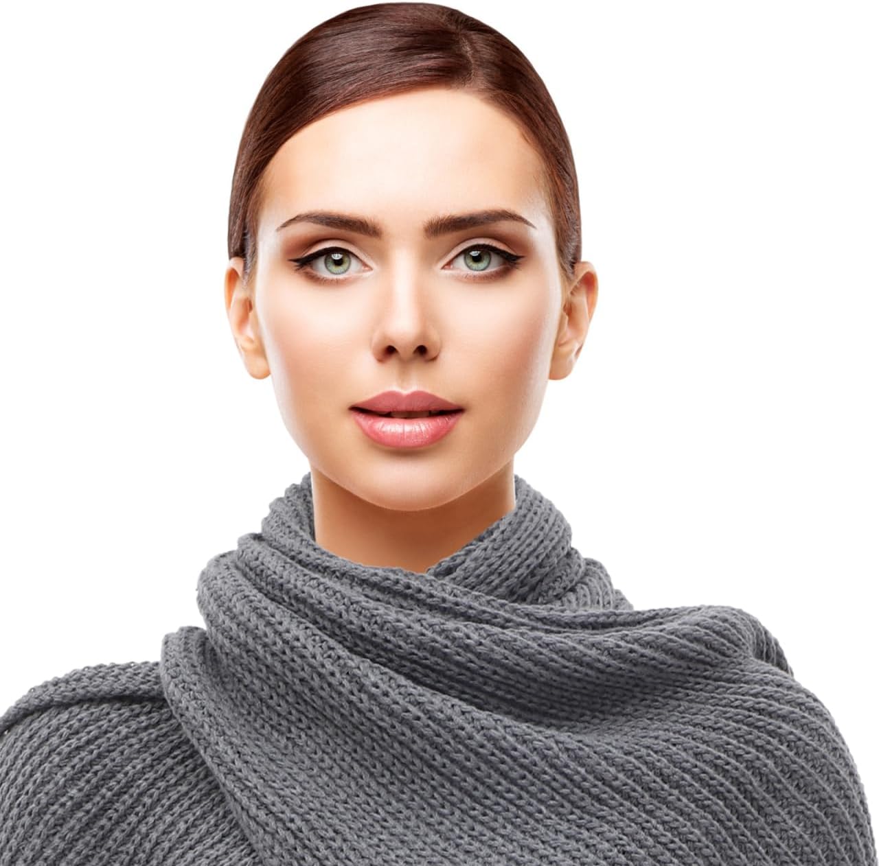 BESPORTBLE Unisex Knitted Shawl with Sleeves Dark Grey Fashion Korean Style Autumn Winter Scarf Cape Wrap Soft Warm Knit Scarf with Sleeves for Women Men
