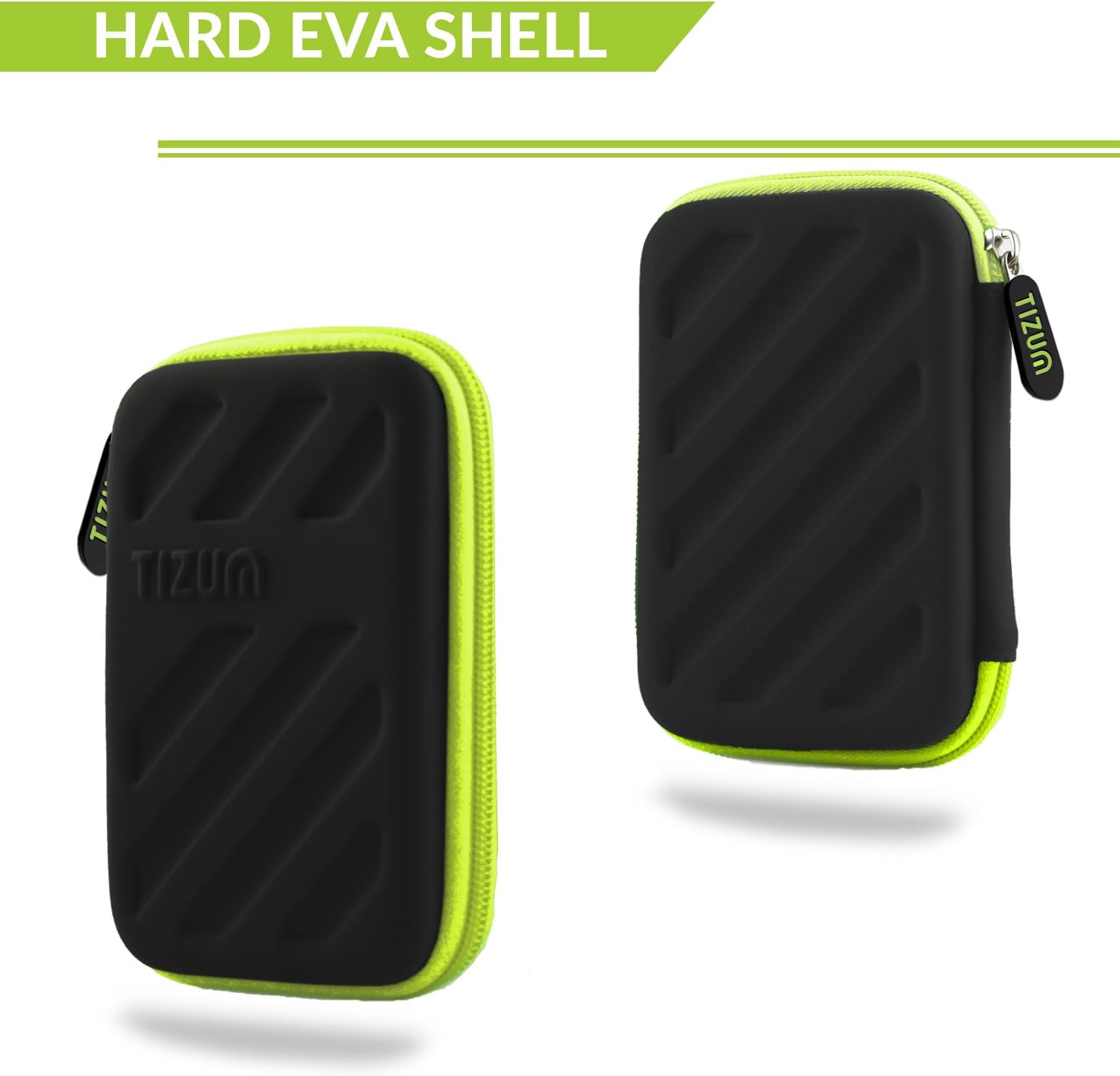 AirCase 2.5 Inch External Hard Drive Case with Shockproof EVA HardShell & Soft Lining | Travel Organizer Pouch with Mesh Pocket, Zipper Closure for HDD/SSD, Earphones, Cable, Charger & Gadgets (Black)
