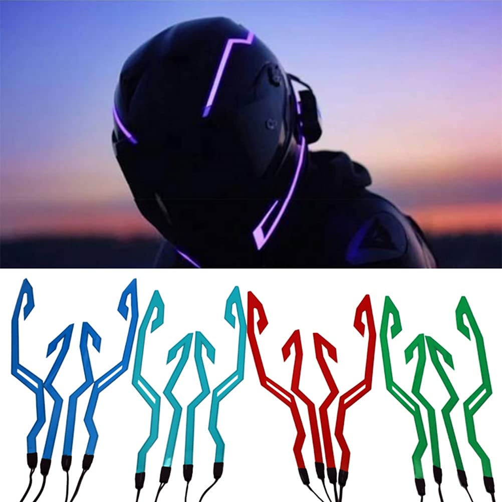 Tira de luz para casco, tira adhesiva luminosa LED, luz nocturna LED, señal de conducción, luz fría para casco, modo 3, funciona con batería, para todos los cascos de motocicleta