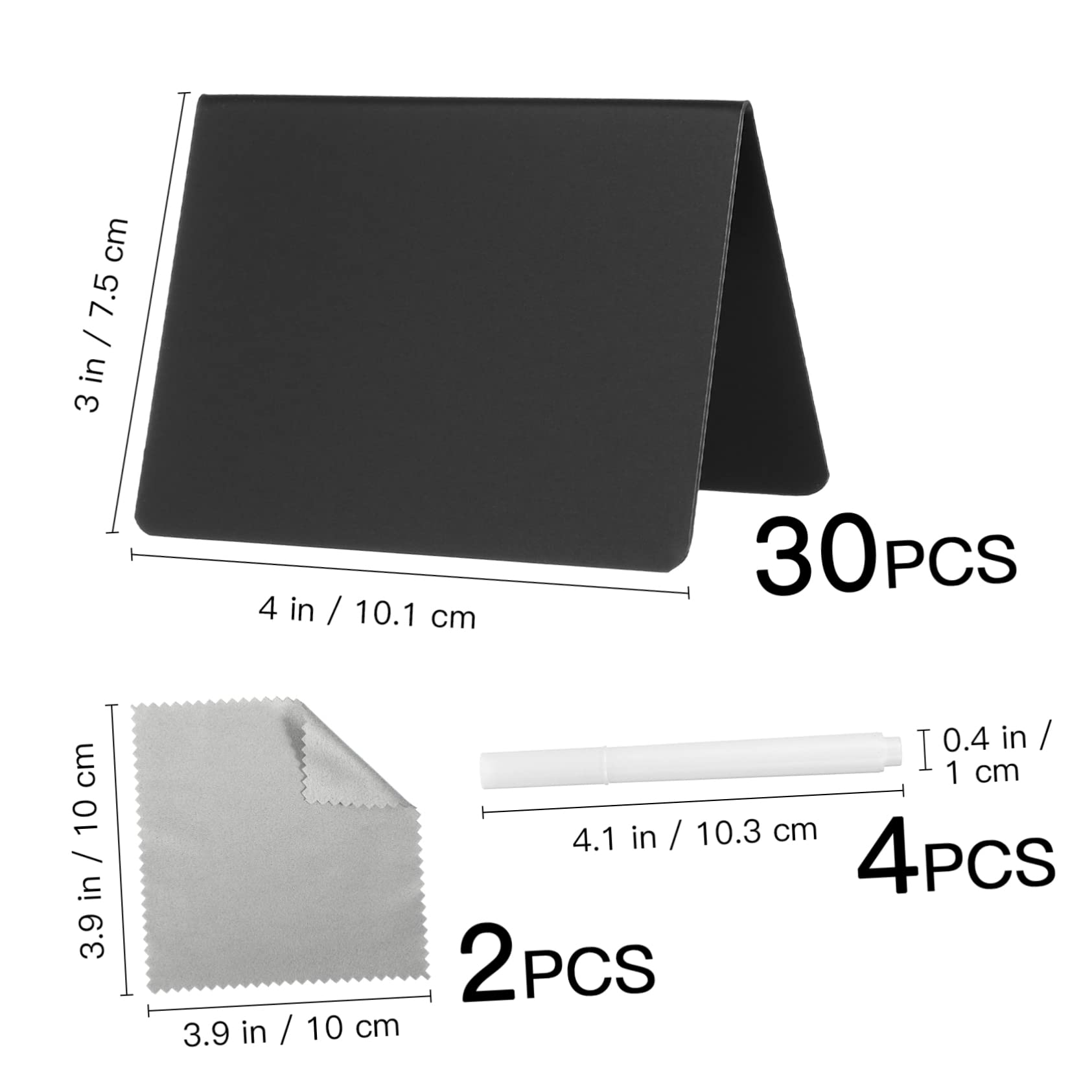 Mini Tableaux Noirs Double Face 30 Pièces en Plastique