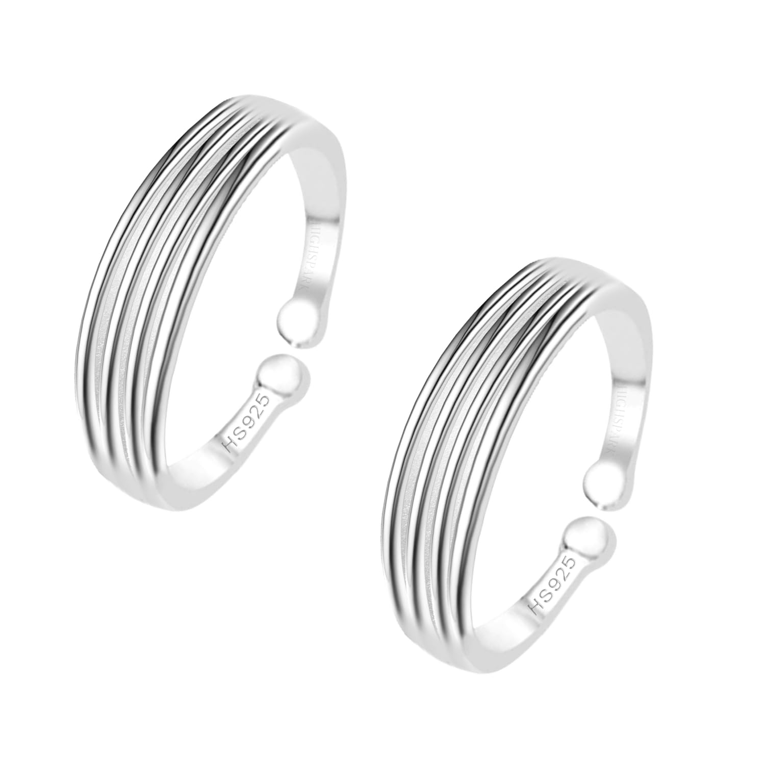 HighSpark 92.5 Sterling Silver Toe Rings for Women | 92.5 Sterling Silver Adjustable Contemporary Style & Stunning Shine | Lovely Gift
