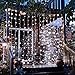 echosari Curtain Lights Battery Operated, 300 LED 9.8ft×9.8ft Fairy Curtain Lights with Remote Timer, Outdoor Curtain Window Lights for Bedroom Wedding Backdrops Christmas Party Decór (Cool White)