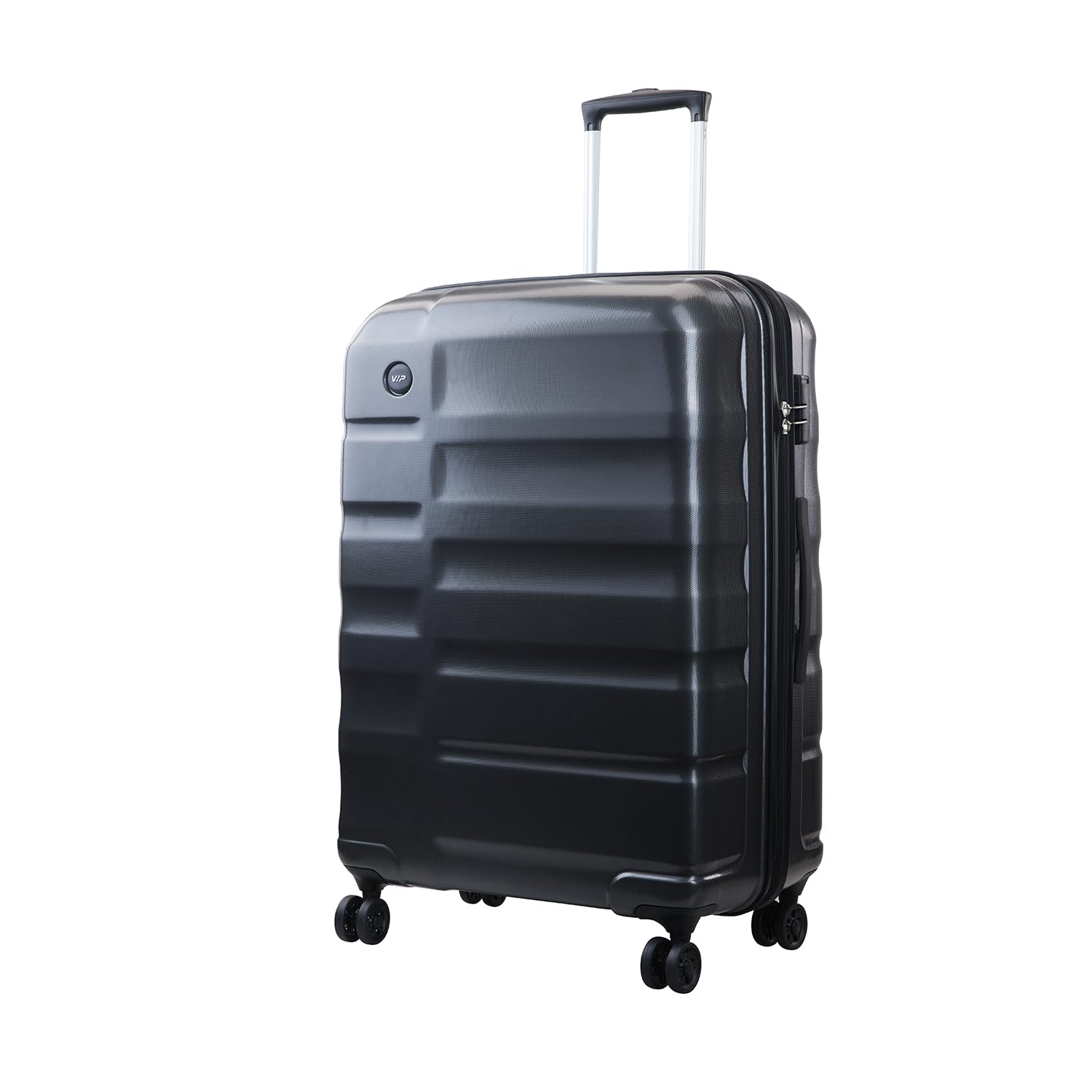 VIP Ceptor Pro Ultra Strong Polycarbonate Hard Sided Check-in Luggage Suitcase Spinner Dual Wheels with Anti-Theft Zipper (Large, 80Cm, Graphite), Grey