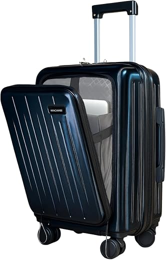 WACAMBI Cabintrolley Bag Polycarbonate 20inch 55cms with 16inch Laptop and USB Port Compartment Small Size Suitcase for Fl...