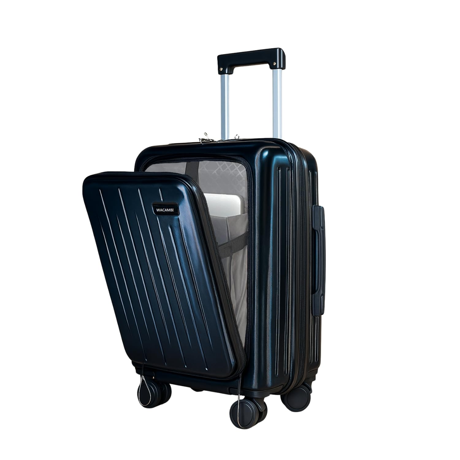 wacambi Cabintrolley Bag Polycarbonate 20inch 55cms with 16inch Laptop and USB Port Compartment Small Size Suitcase for Flight Travel Suitable for Men, Women,Boys and Girls (Mid Night)-picture-14