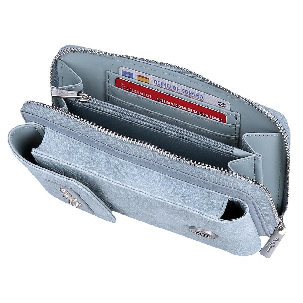 Pepe Jeans Jana Bandolera Portamóvil Azul 11x20x4 cms Poliéster con Detalles en Piel Sintética by Joumma Bags