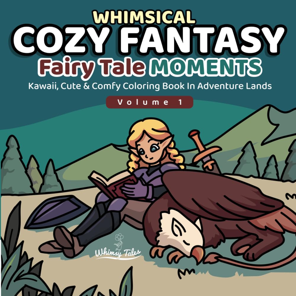 Whimsical Cozy Fantasy - Fairy Tale Moments (Volume 1): Kawaii, Cute & Comfy Coloring Book In Adventure Lands