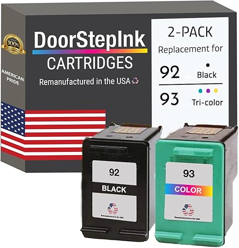DoorStepInk Repuesto de cartucho de tinta remanufacturada en los Estados Unidos para HP 92 C9362 y HP 93 Color C9361 para impresoras HP DeskJet