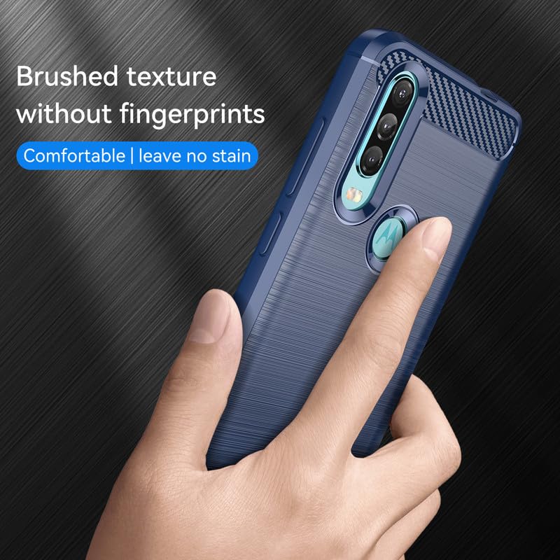Image of Hybrid Carbon Fiber Back Case for Motorola Moto One Action (Blue)