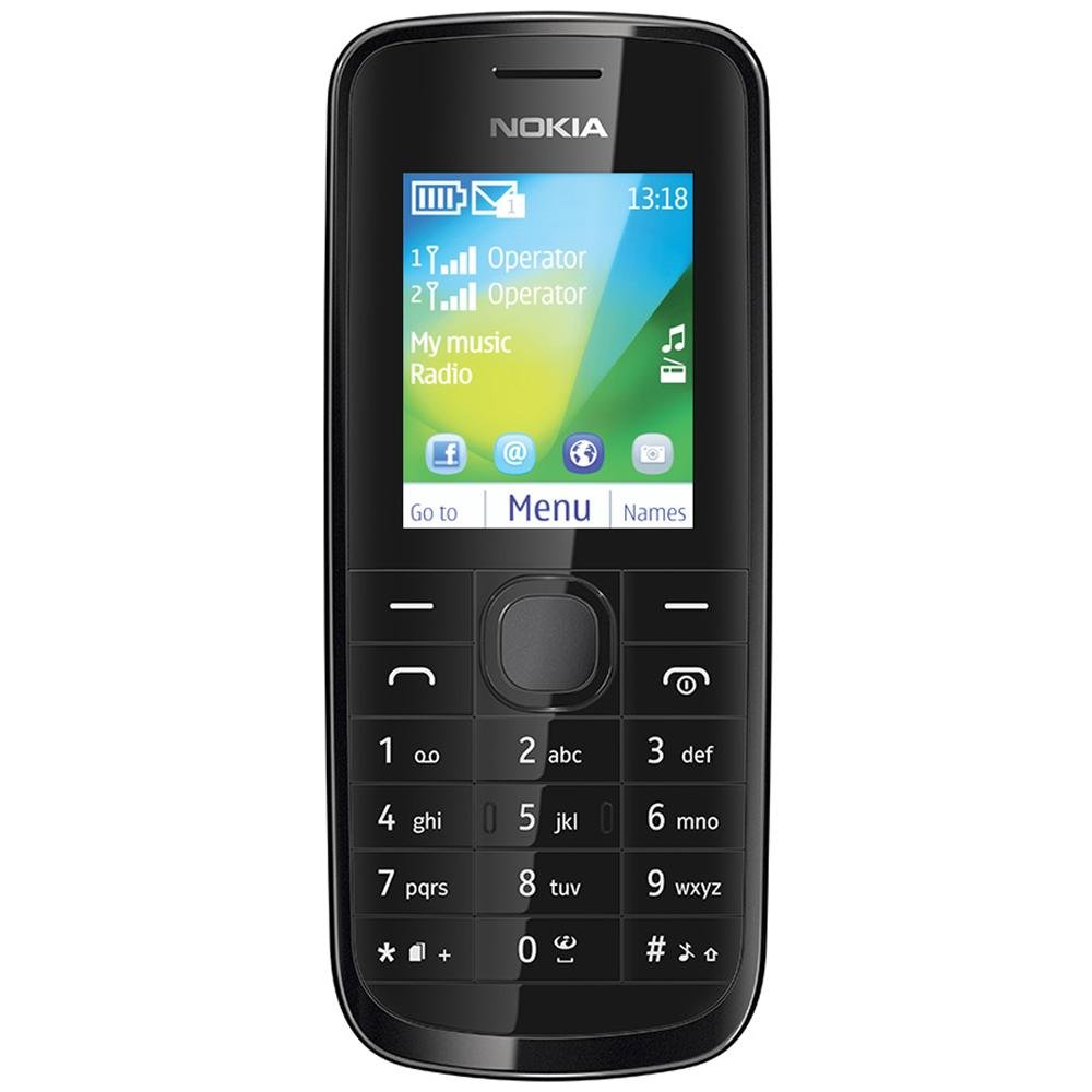 Фронт view of the Nokia 114 mobile phone, showing its display and physical keypad.