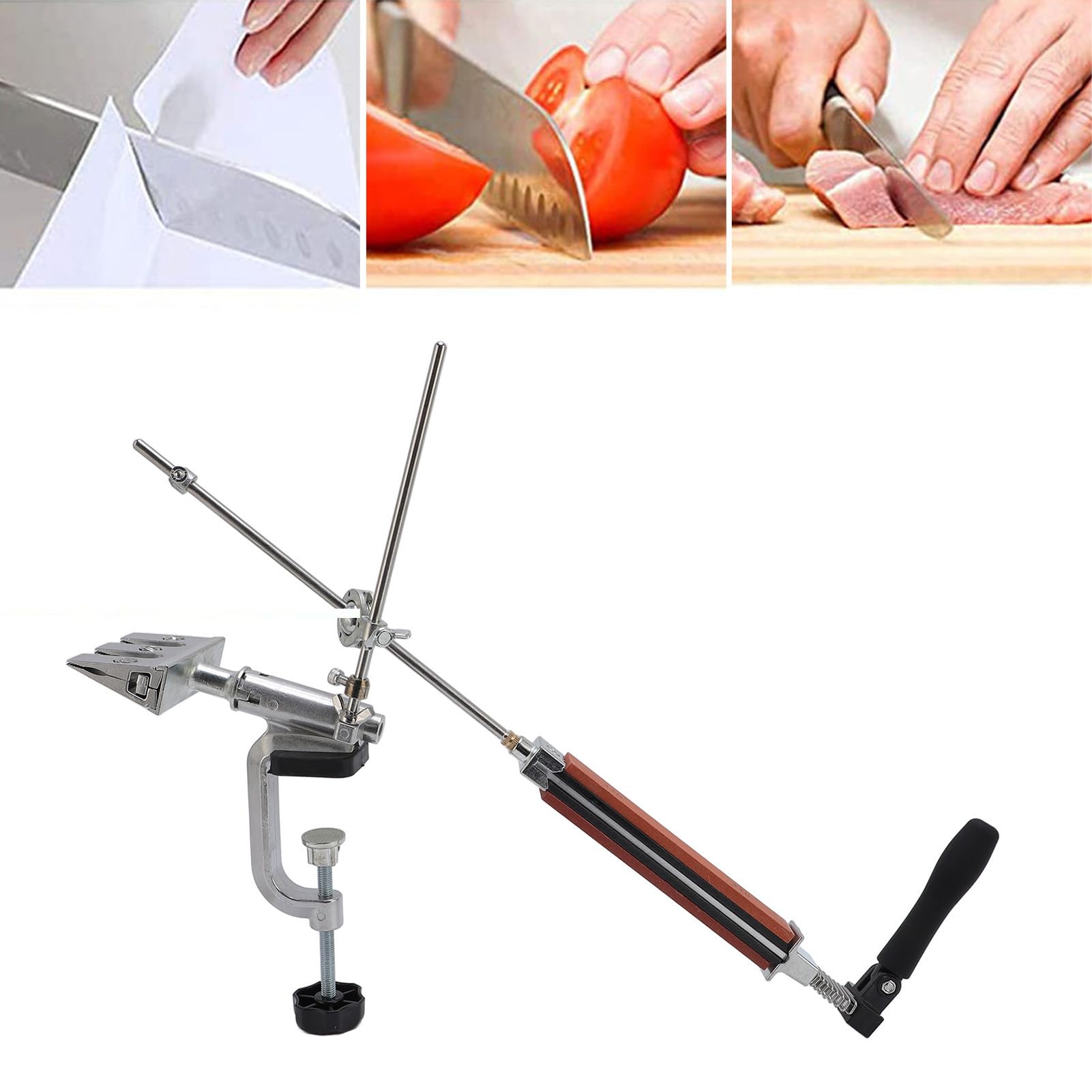Affilacoltelli Ad Angolo Fisso, Struttura in Metallo, Rotazione a 360 Gradi, di Affilatura Lame per Utensili Cucina e Coltelli