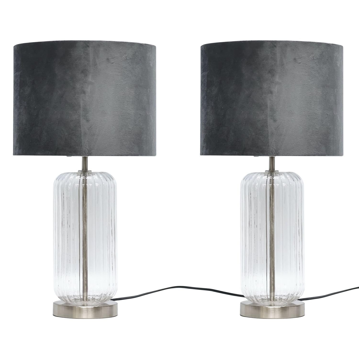 First Choice Lighting Set Of 2 WalpoleGlass And Brushed Chrome 49Cm Table Lamps from B&Q