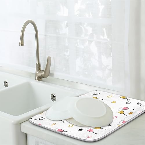 Miniatura 7 de Tapete de secado de platos de copas de champán de 18 x 24 pulgadas, absorbente y reversible, de microfibra, para cocina, cafetería, bar, encimera