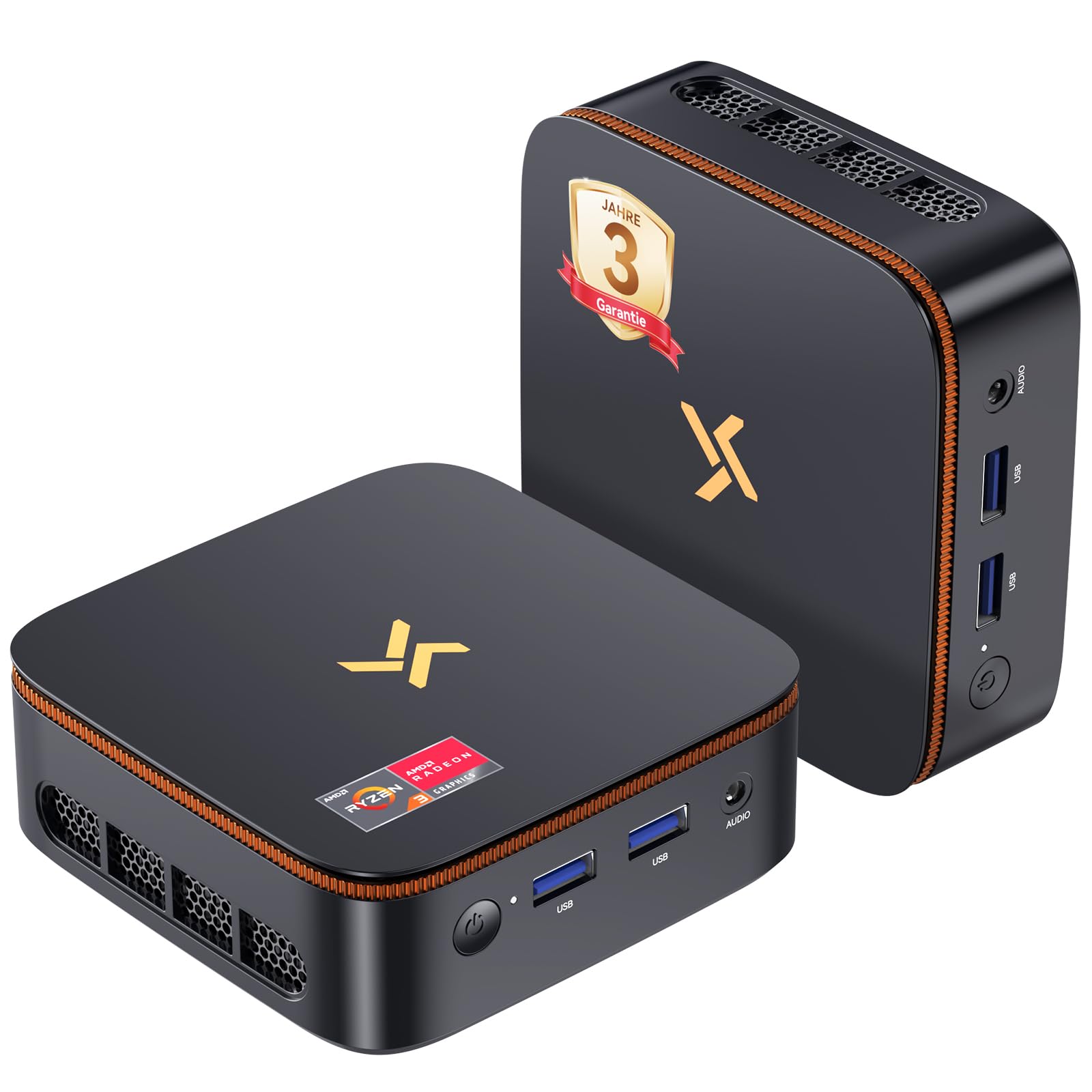 Huidun H50 AMD Ryzen 3300U Mini PC (25% mehr Leistung als N95), 256GB SSD Win 11 Pro Micro PC, Dual WiFi, DP+HDMI 4K@60Hz, USB3.2 Für Business/Heimkino/Schule[3 Jahre Garantie]