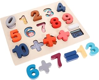 ibasenice 1 Conjunto Número Quebra-Cabeça Brinquedo Classificador Caixa Cubo Matemática Contagem Placa De Quebra-Cabeça Montessori Brinquedos De Madeira Quebra-Cabeças De Madeira