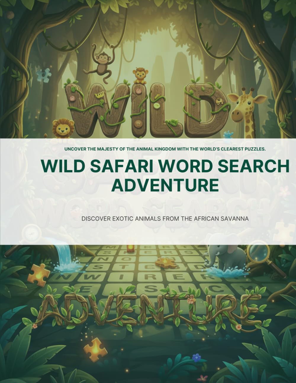 Wild Safari Word Search Adventure: Discover Exotic Animals from the African Savanna