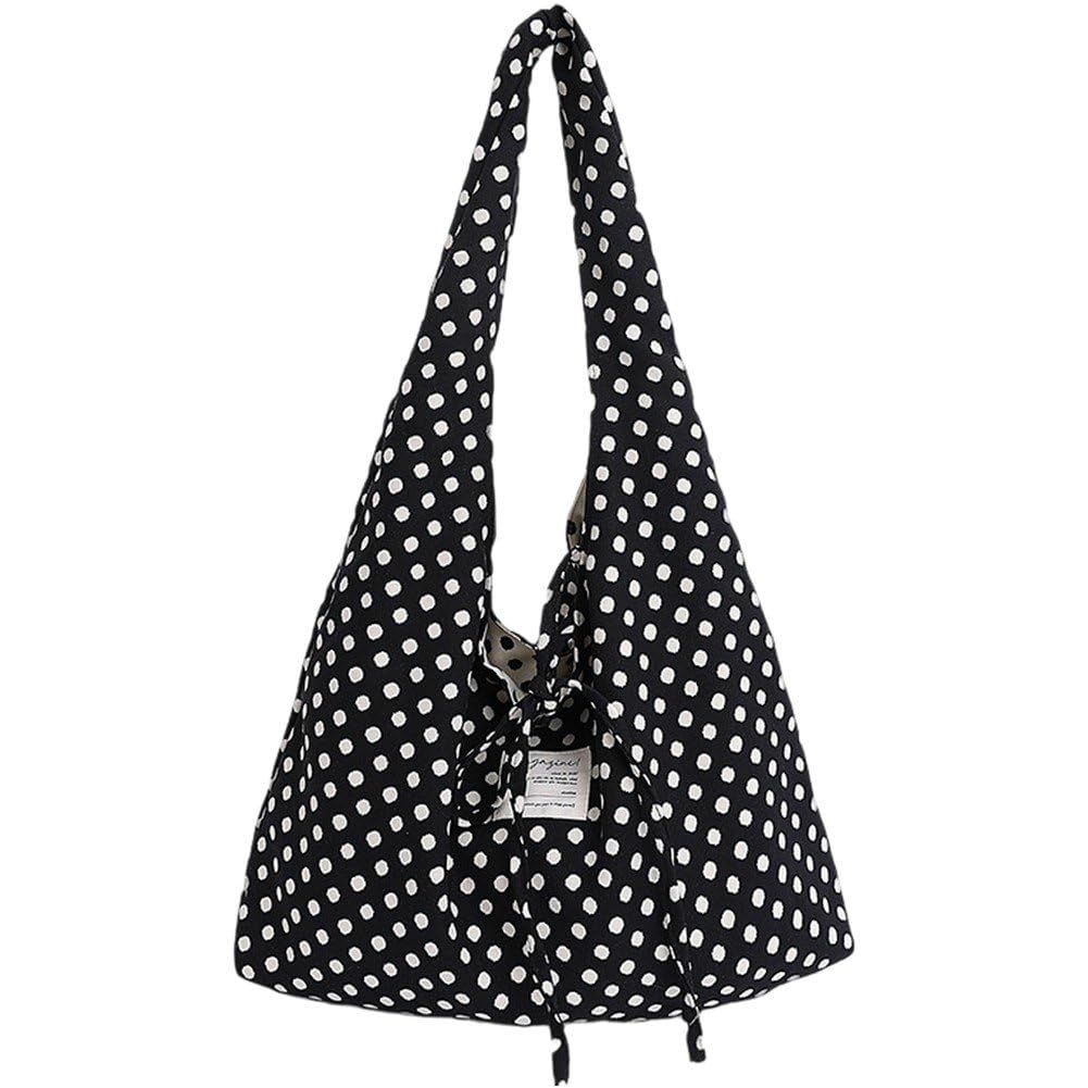 Baokuan Polka Dot Bag for Women Bow Tie Tote Handbags Elegant Shoulder Purse Retro Hobo Bag Spacious Underarm