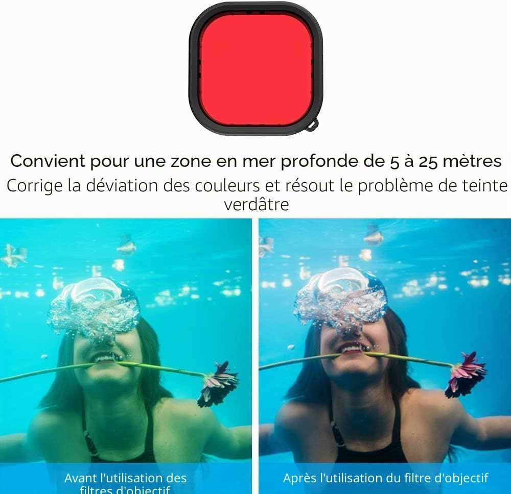 Boîtier étanche étanche 60 m avec filtre rouge/violet/rose pour GoPro Hero et plus