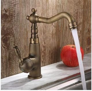 Latón Antiguo Creativo Rotatorio De 360 ​​Grados Grifo De La Cocina Fresca Mezclador De Agua Grifo De La Cocina Sola Mano Cinturón Aireador Del Grifo Antiguo