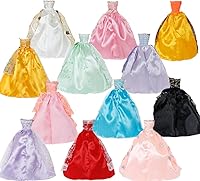 Vista 2 de 5 piezas de ropa hecha a mano para muñecas, vestidos de fiesta de boda, traje de traje para muñecas de 11.5 pulgadas, estilo aleatorio