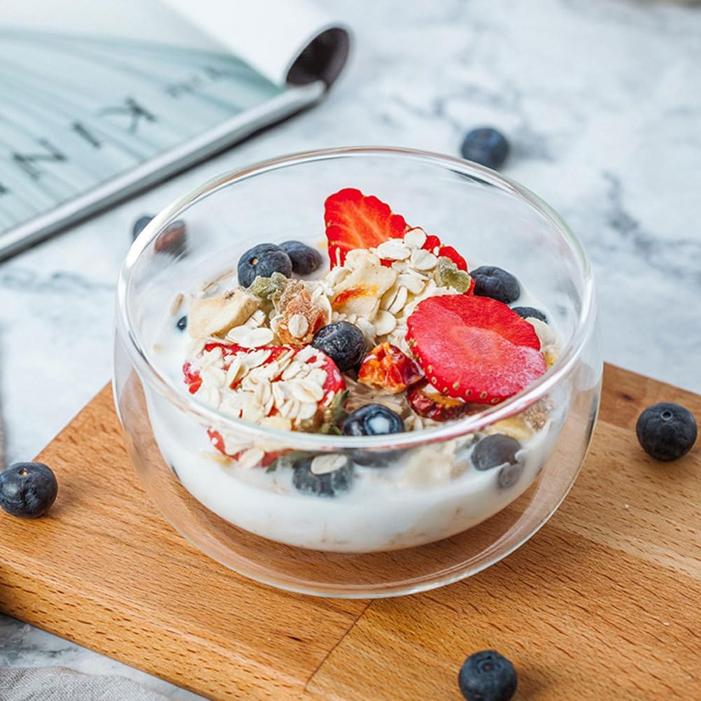 Cabilock Transparent Glass Tableware Bowl 4.33X4.33X5.35In Crack-Resistant Serving Bowl for Fruit Salad Ice Cream Smoothies Cold Desserts Set of 2