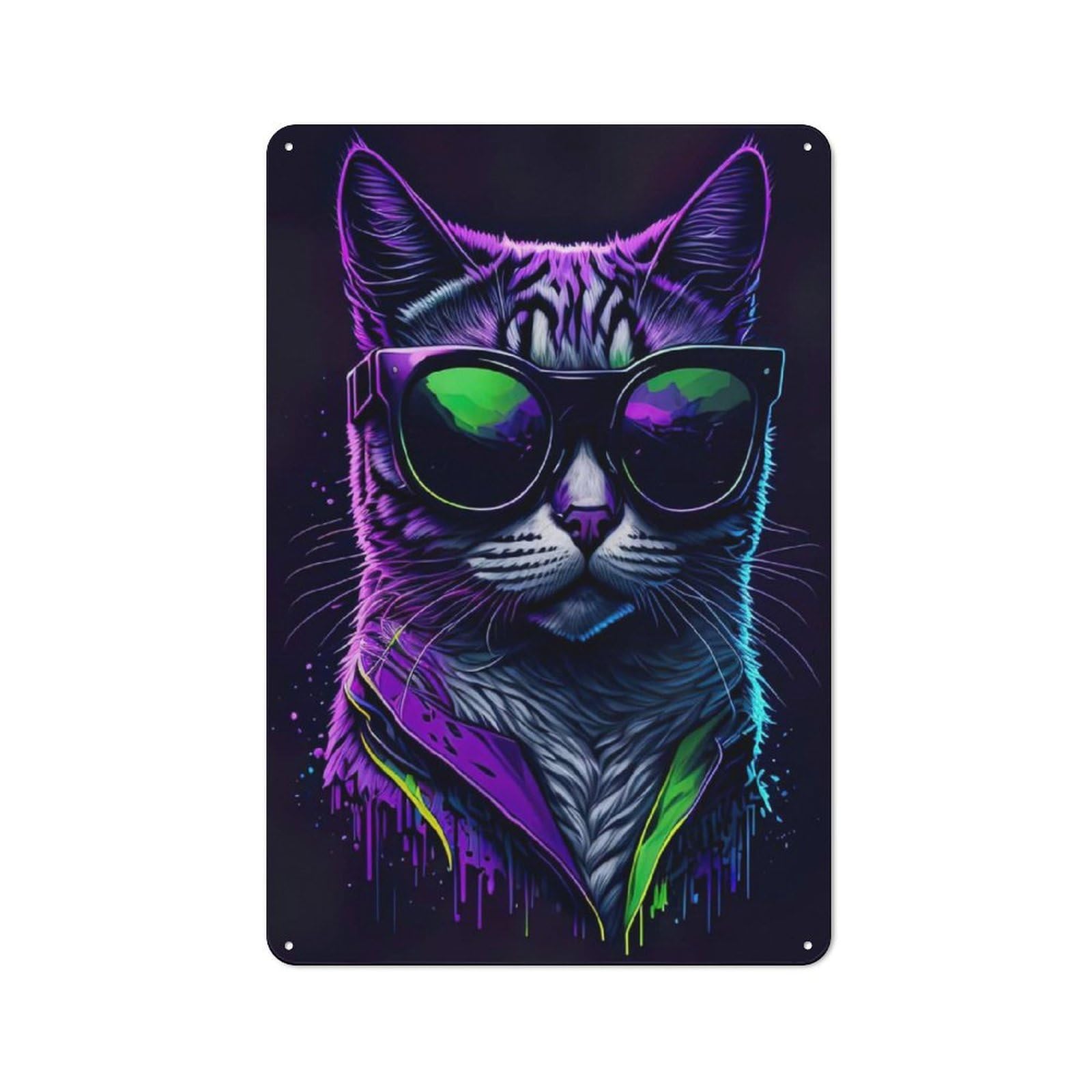 Junmoney Cute Whimsical Cat Vintage Metal Sign 30X20cm For Lounge Or Reading Corner, For Garage, Workshop And Man Cave Decoration