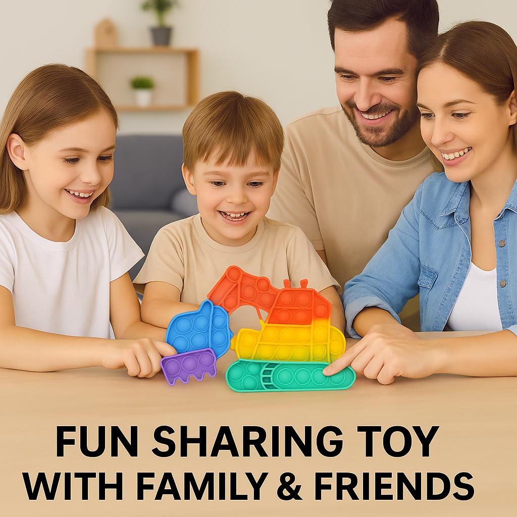 Ranzah Pop It Fidget Toy Excavator Silicone Bubble Sensory Stress Relief Toy for Kids and Adults Autism ADHD Anxiety Calming Push Pop Construction Truck Toy - Image 4