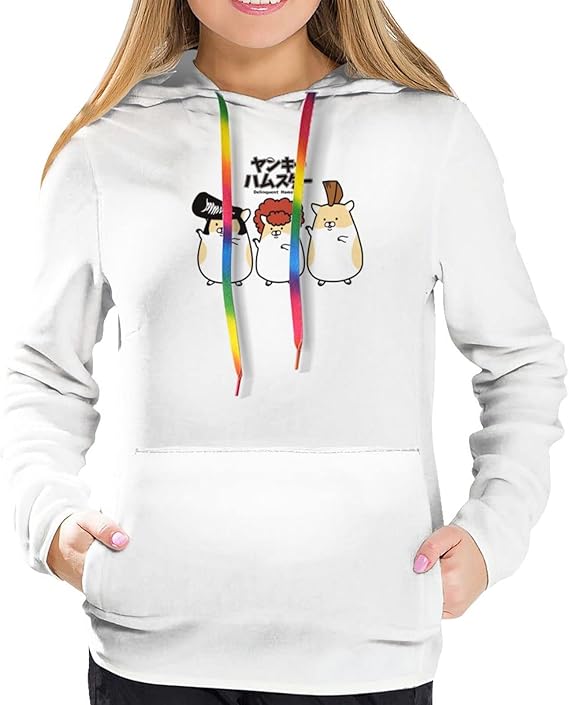 Amazon Co Jp ヤンキーハムスター1 個性 スウェット 長袖 上着 付きファッションファッション暖かいポケット おしゃれ キャラクター オーバー レディー ジャケット 3dプリント創意デザイン スウエットパーカー ファッション