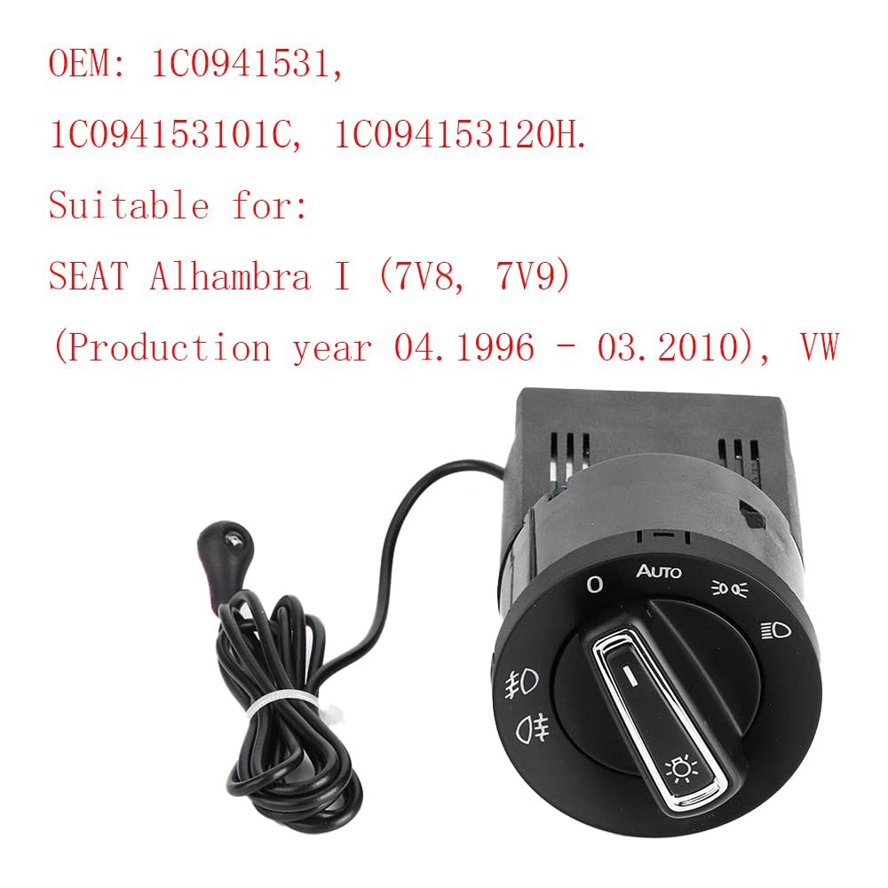 Interruttore Luci Automatico con Sensore Luce per Golf MK4 Passat B5 Polo 9N Bora Beetle Sharan Alhambra Octavia T5