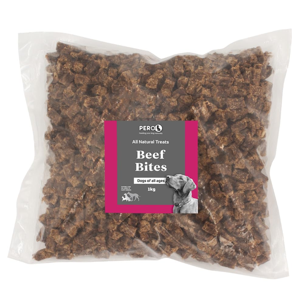 Pero Natural Dog Treats – Beef Bites – 100% Beef, High Protein, Grain Free, Healthy Dog Snack – 1kg Pack