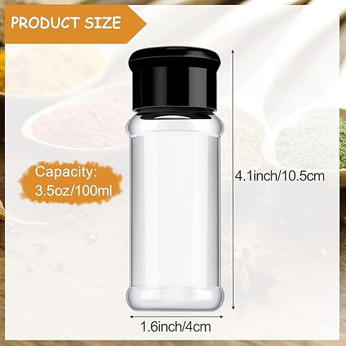 Miniatura 2 de 6 piezas de plástico de 3.5 onzas para salero y pimentero, tapas rojas, recipientes para condimentos, recipientes con tapas para coctelera para