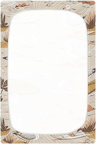 Miniatura 3 de Kigai Fitted Crib Sheet for Boys Girls,Surfing Pigeon Jersey Knit Baby Sheet for Standard Crib and Toddler Bed Mattresses, Cozy Soft Breathable, 28