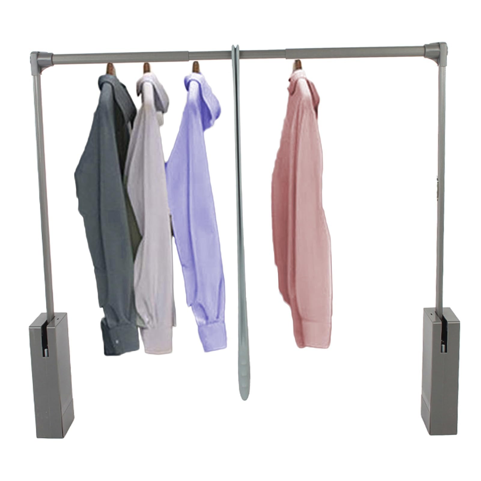 HTTGDGDH Retractable Pull Down Closet Rod – Adjustable Wardrobe Rod For Hanging Clothes, Supports 44Lbs, Extends 17.32-35.04 Inches,Color1-660-890mm