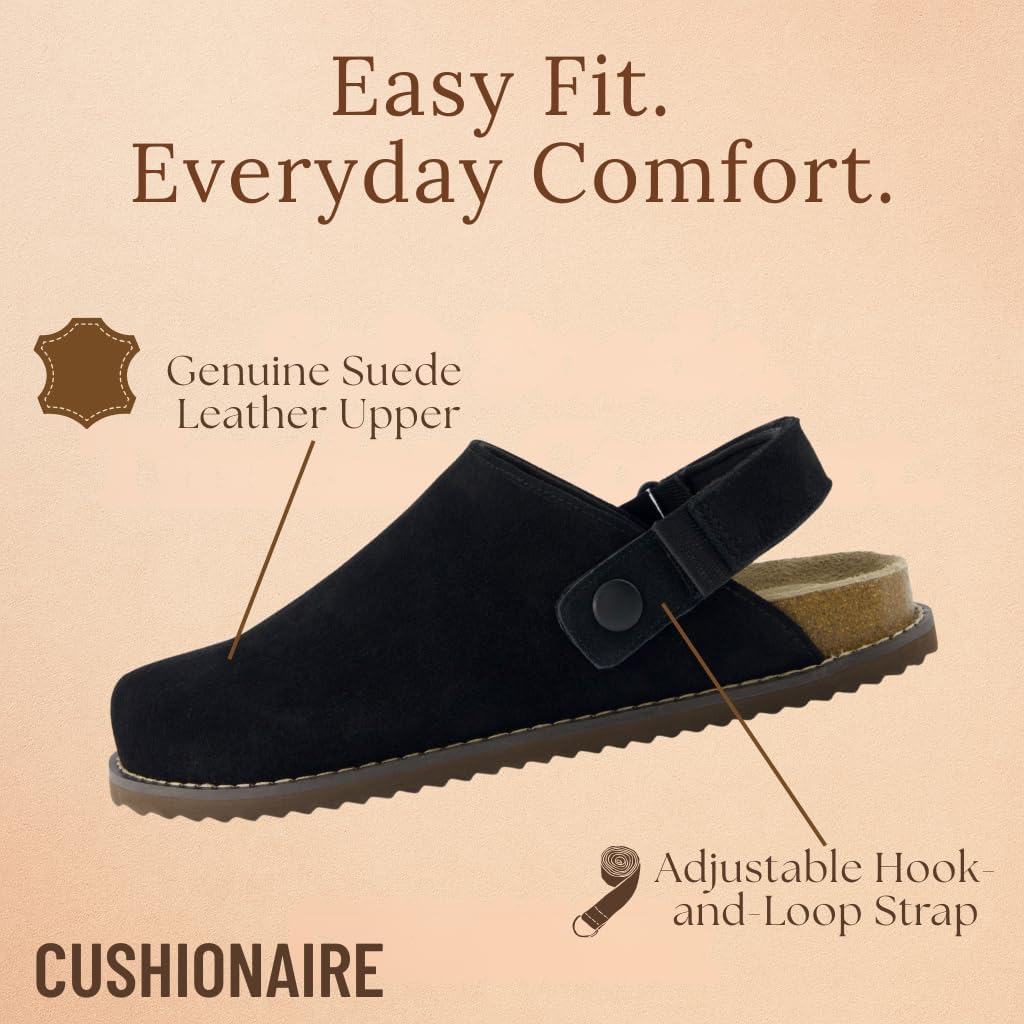 CUSHIONAIRE Boulder Genuine Leather Clogs for Women, Adjustable Swivel Back Strap Slip On Womens Shoes with Memory Foam Footbed - Image 6
