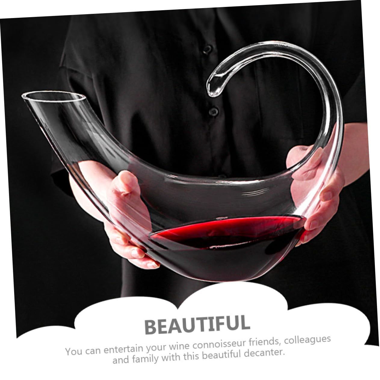 PRETYZOOM Decantador de Vino de Cristal Elegante Boca Inclinada para Mejorar Sabor, Jarra de Vidrio para Uso Doméstico y Reuniones Familiares