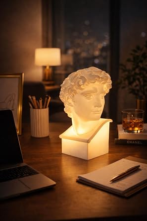 David Büst Dekoratif Lamba | LED Uyumlu Tasarım Aydınlatma | Modern & Sanatsal Masa Üstü Lamba | 25 cm [Enerji Sınıfı A]